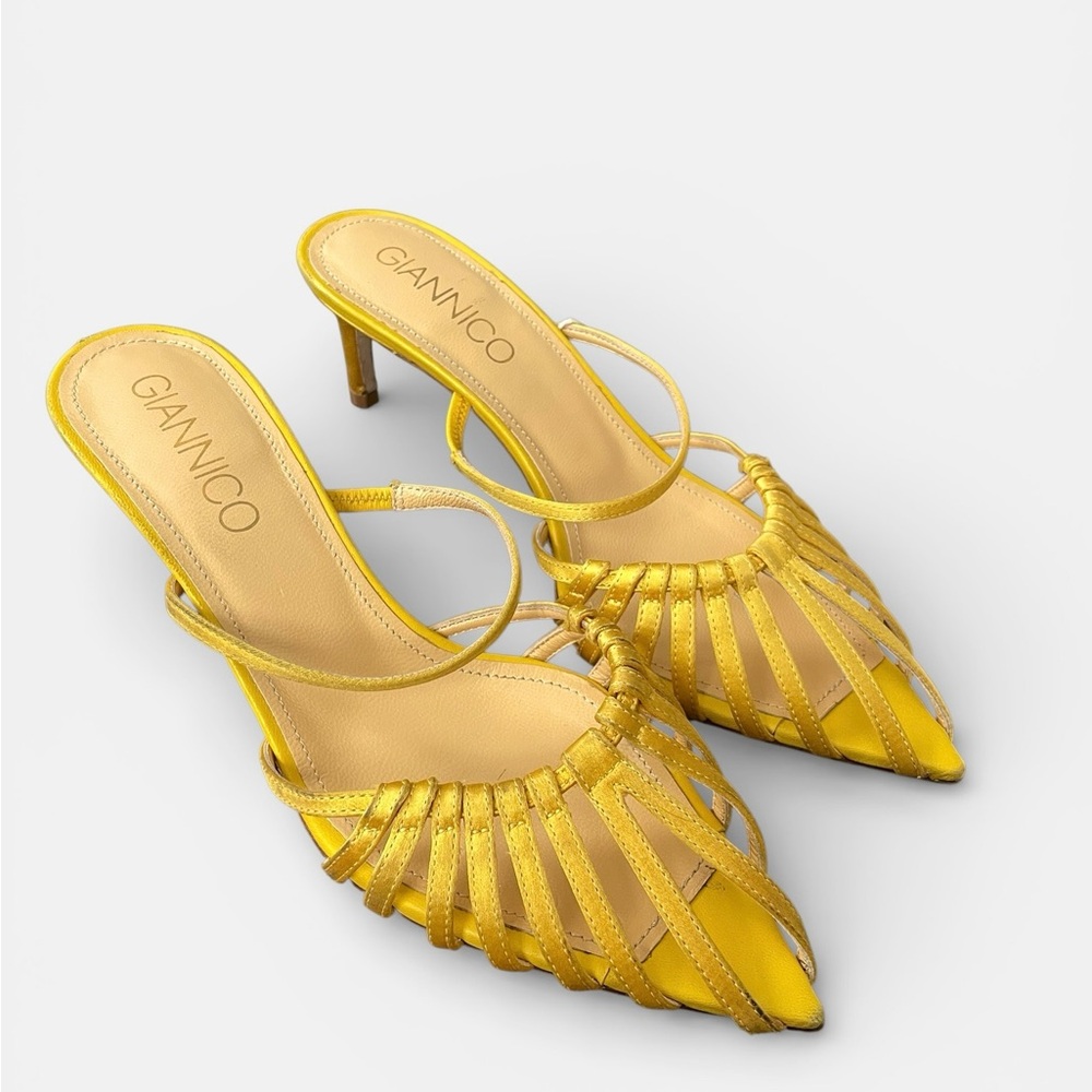 Giannico Yellow Strappy Designer Heels EU 38.5
